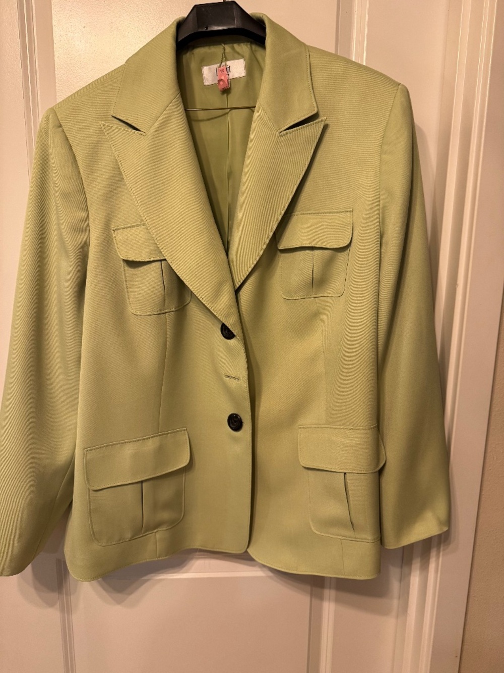 Le Suit Woman Lime Green Safari Utility Blazer Jacket Plus Size 24W